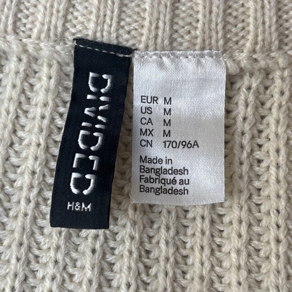 H&M Divided Sweater Vest Size Med Womens V Neck Cream Beige Cropped Ruffle - Picture 2 of 4